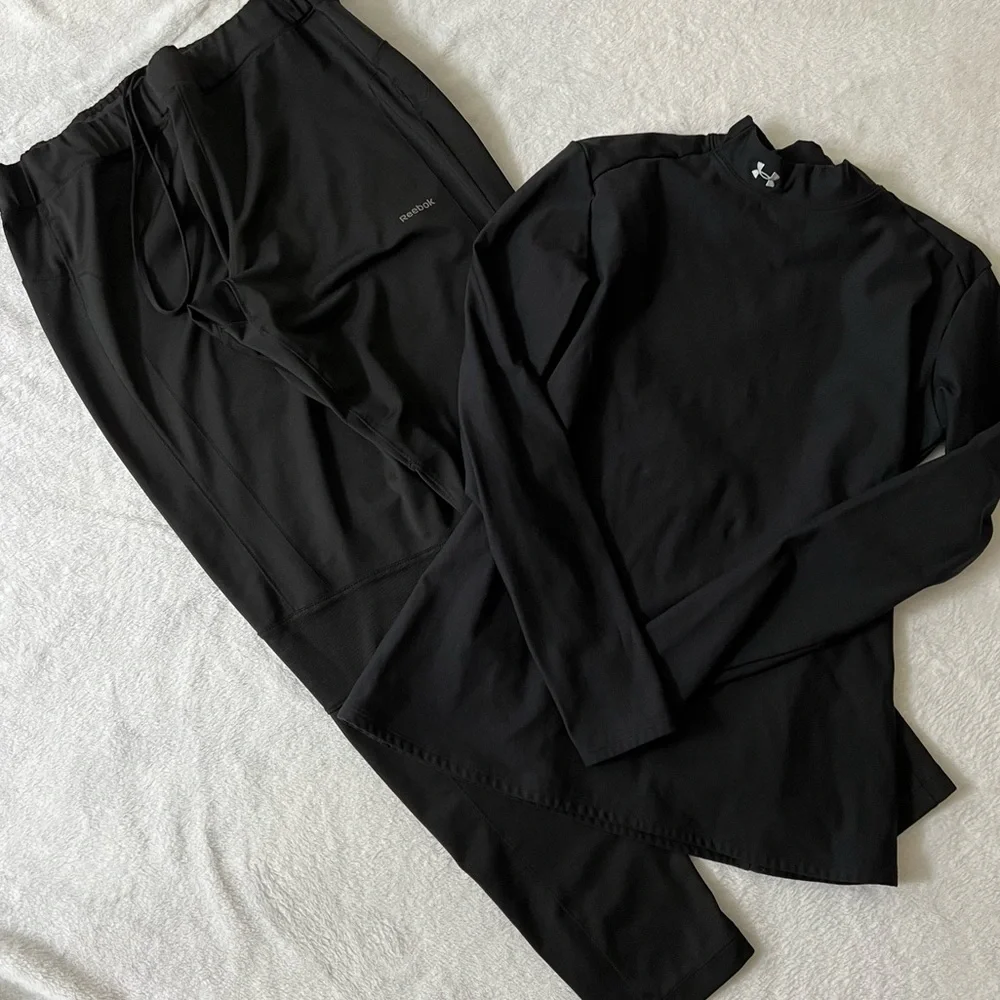 Athletic Bundle XL Reebok pants Under Armour Coldgear Long Sleeve Top Black